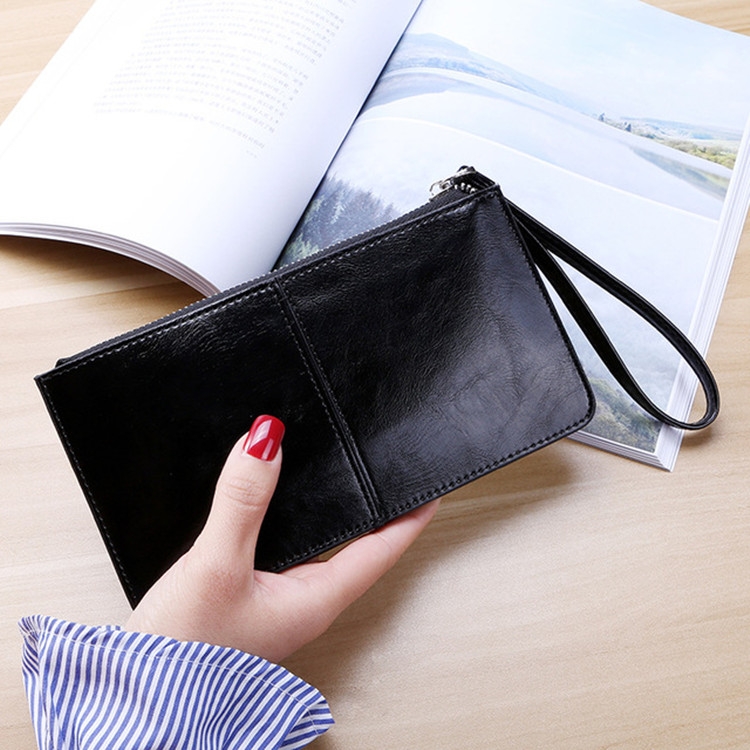 

Women Zip Wallet Long Clutch Multi Card Holder Wallet Wrist Wallet(Black)