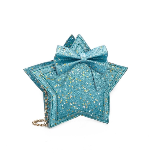 

Fashion Princess Bag Sequins Star Messenger Bag Girls Purse Cute Children Luxury Glittering Package(Sky Blue)