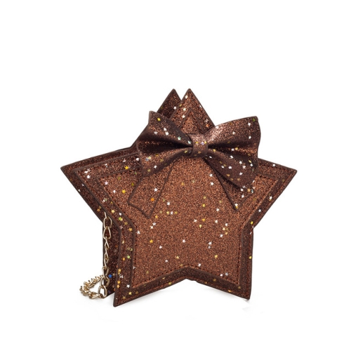 

Fashion Princess Bag Sequins Star Messenger Bag Girls Purse Cute Children Luxury Glittering Package(Brown)