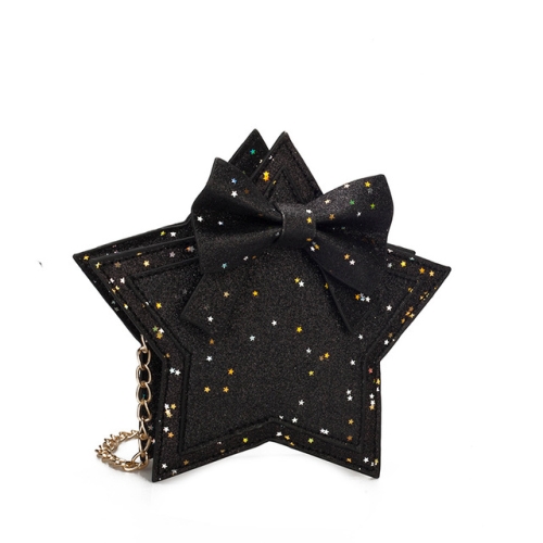 

Fashion Princess Bag Sequins Star Messenger Bag Girls Purse Cute Children Luxury Glittering Package(Black)