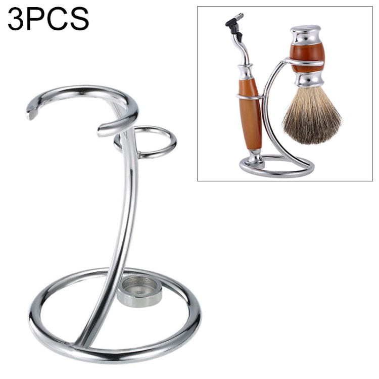 

3 PCS Stainless Steel Razor Stand Classic Safety Razor Stand And Brush Stand Holder with Non-Slip Base
