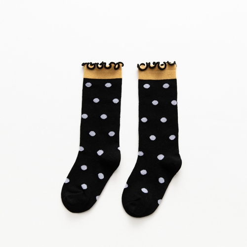 

Autumn and Winter Children Fungus Cute Cartoon Pattern Jacquard Tube Socks, Style:75001-Black Dots(S)