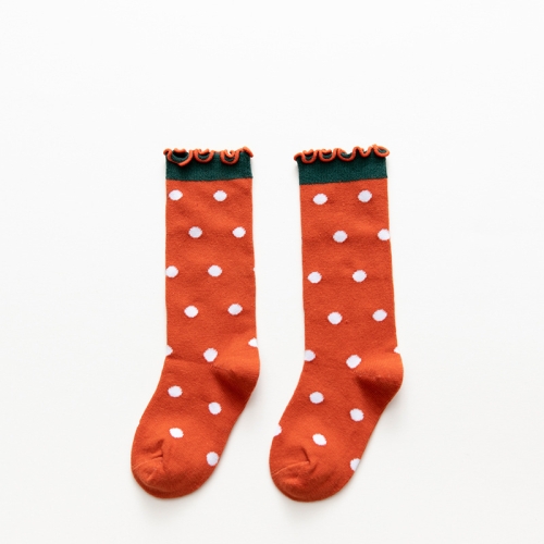 

Autumn and Winter Children Fungus Cute Cartoon Pattern Jacquard Tube Socks, Style:75001-Brick Red Dots(S)