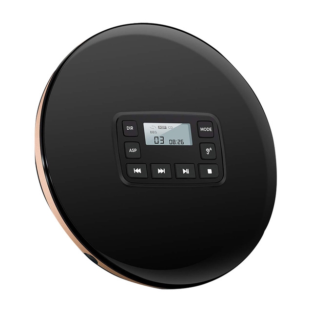 

Compt Disc Headphone Jk Music CD Player Portable With Electronic Skip Shockproof Round Electric Protection HIFI oustic(Black)