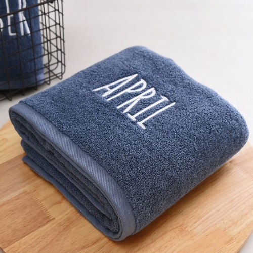 

Month Embroidery Soft Absorbent Increase Thickened Adult Cotton Bath Towel, Pattern:April(Gray)