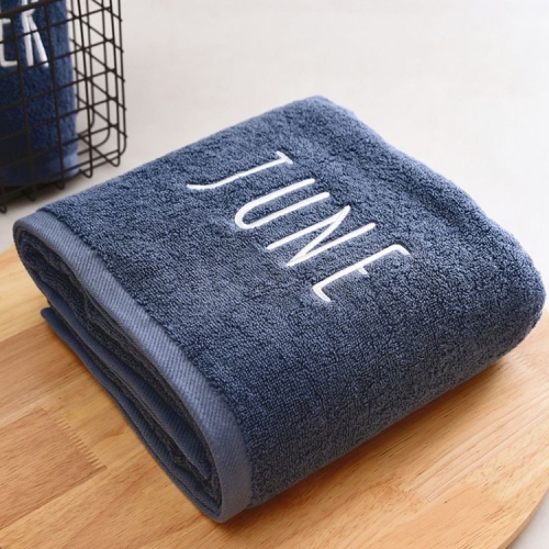 

Month Embroidery Soft Absorbent Increase Thickened Adult Cotton Bath Towel, Pattern:June(Gray)