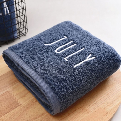 

Month Embroidery Soft Absorbent Increase Thickened Adult Cotton Bath Towel, Pattern:July(Gray)