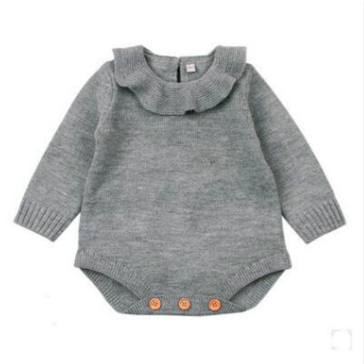 

Winter Newborn Babies Knitting Long Sleeve Jumpsuit Romper, Size:70cm(Gray)