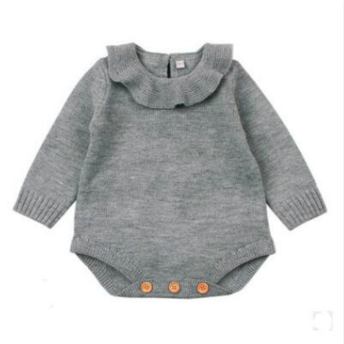 

Winter Newborn Babies Knitting Long Sleeve Jumpsuit Romper, Size:100cm(Gray)