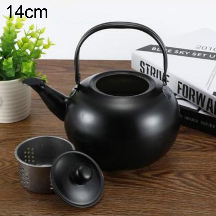 

Thick Stainless Steel Teapot Tea Set Coffee Pot, style:black 14cm