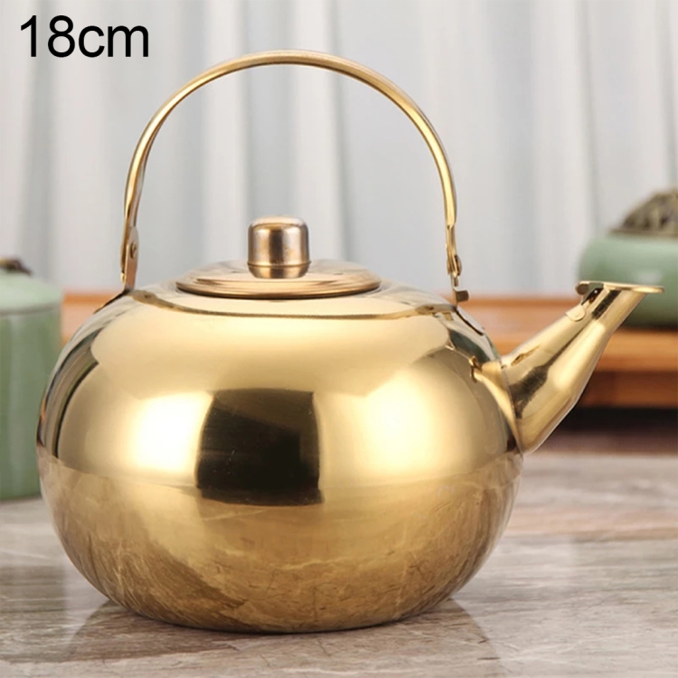 

Thick Stainless Steel Teapot Tea Set Coffee Pot, style:gold 18cm