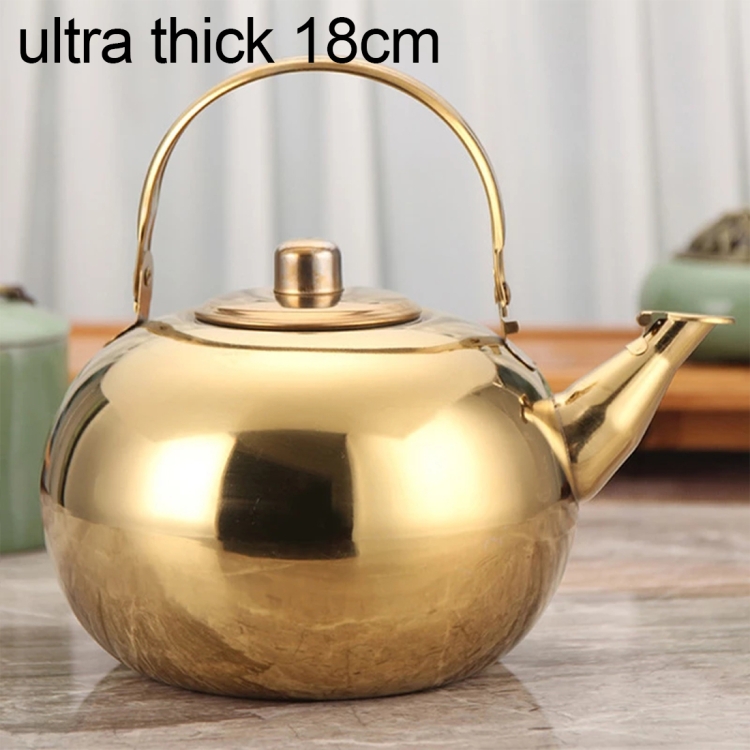 

Thick Stainless Steel Teapot Tea Set Coffee Pot, style:gold ultra thick 18cm