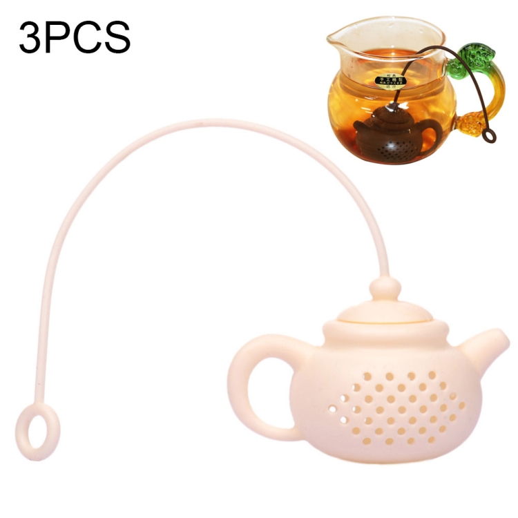

3 PCS Creative Silicone Tea Bag Tea Pot Shape Tea Filter Safely Cleaning Infuser(White)