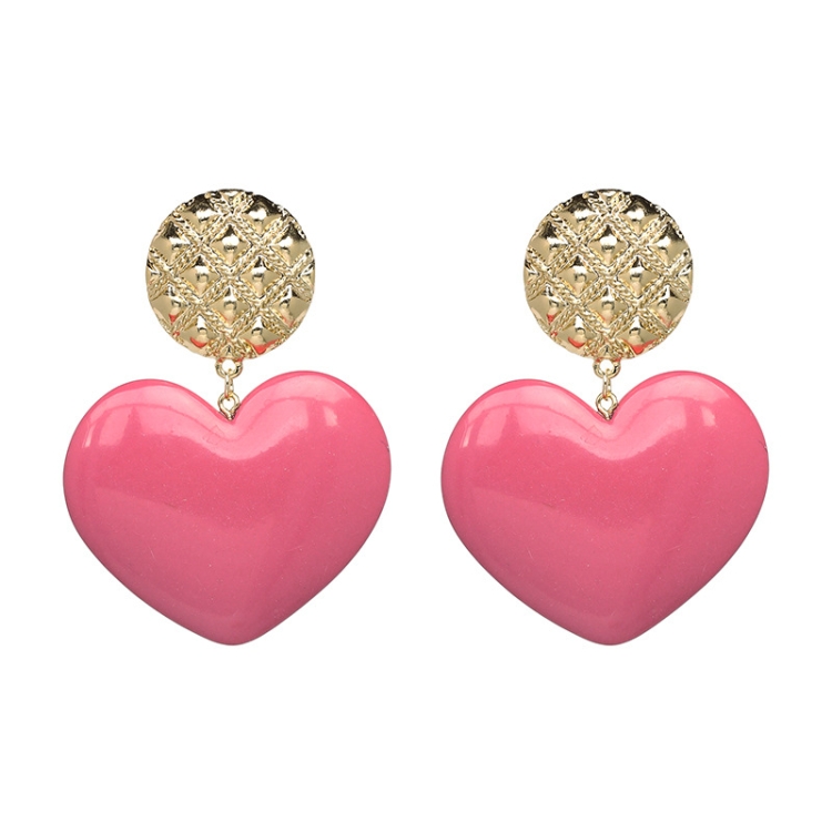 

Peach Heart Earrings Retro Series Acrylic Stud Earrings for Women(Red pink)