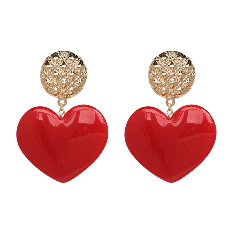

Peach Heart Earrings Retro Series Acrylic Stud Earrings for Women(Red)
