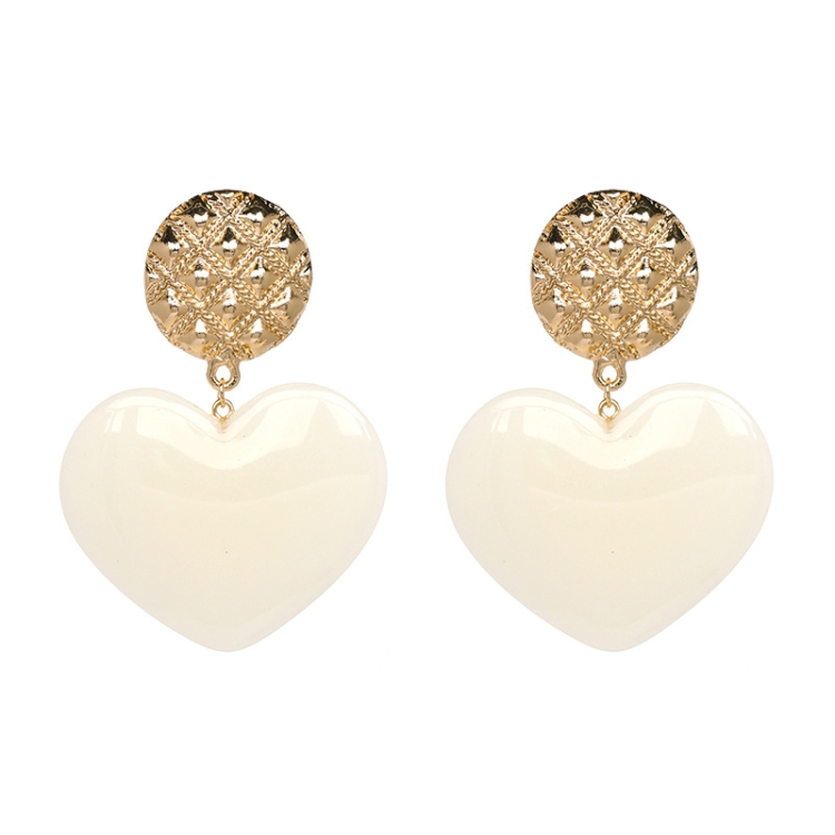 

Peach Heart Earrings Retro Series Acrylic Stud Earrings for Women(White)