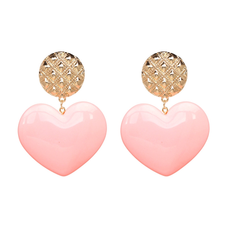 

Peach Heart Earrings Retro Series Acrylic Stud Earrings for Women(Light Pink)