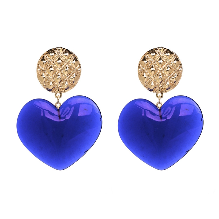 

Peach Heart Earrings Retro Series Acrylic Stud Earrings for Women(Deep Blue)