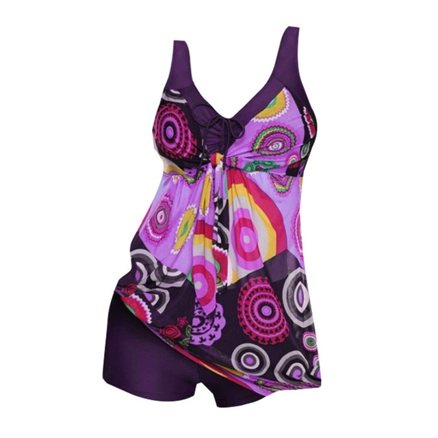 

2 PCS 2 in 1 Swimsuit Push Up Bikini Set Halter Bathing Suits Beach Wear for Women, Size:5XL(Purple)