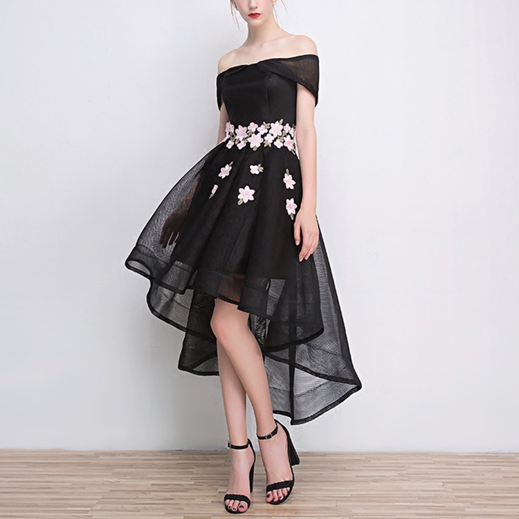 

One Shoulder Long Banquet Dress Evening, Size:M(Black)