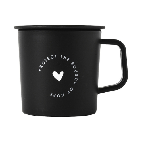 

2 PCS Simple Cup with Lid Personality Milk Juice Coffee Tea Water Cups, Color:Black Heart