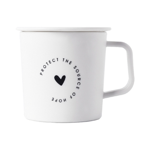 

2 PCS Simple Cup with Lid Personality Milk Juice Coffee Tea Water Cups, Color:White Heart
