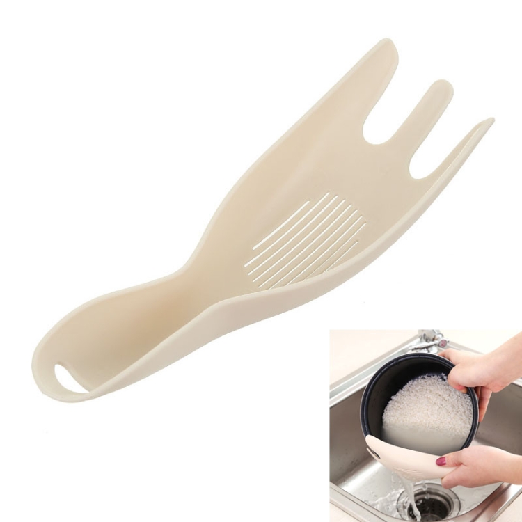 

Kitchen Creative Multi-function Rice Washing Sieve Home Does Not Hurt Hand Wash Rice Tools(Khaki)