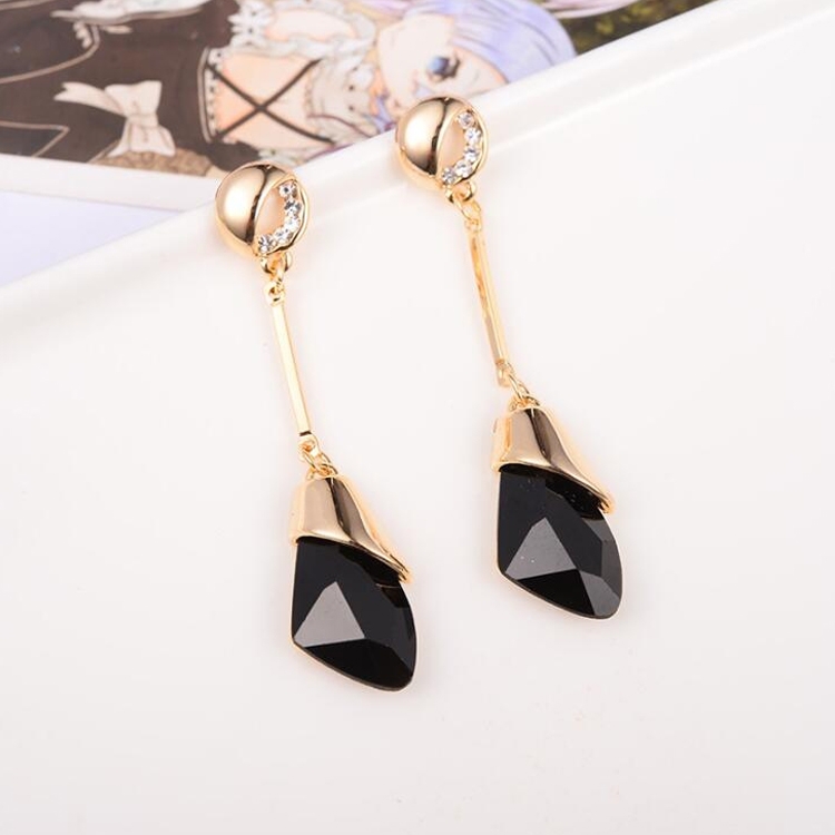 

Women Fashion Crystal Clip Earrings(Black)