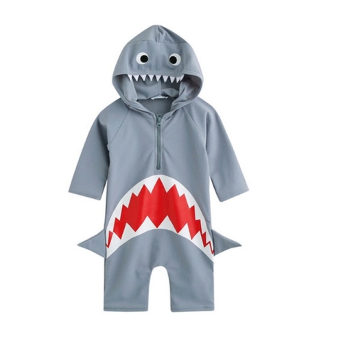 

Blue Animal Sharks Swimsuit Baby Kid Bathing Suit Uv Protection Suit, Size:M(BLUE)