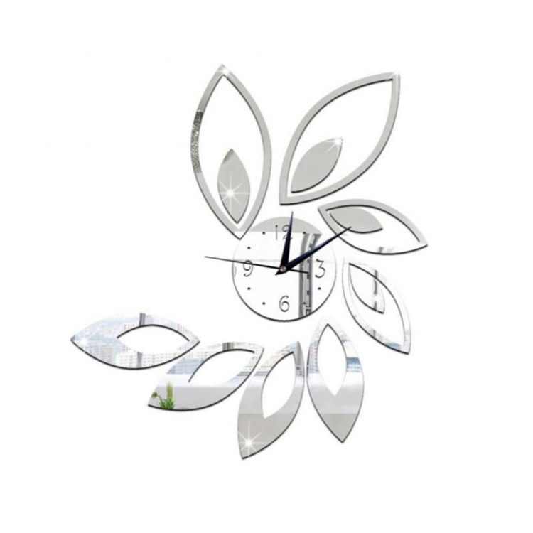 

Flower Art Modern Design DIY Removable 3D Crystal Mirror Wall Clock Wall Sticker Living Room Bedroom Decor(Sliver)