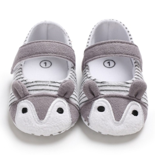 

Baby Shoes Fox Striped Cute Baby Infant Girls Anti-slip Soft Sole Crib Shoes, Size:11cm(Gray)