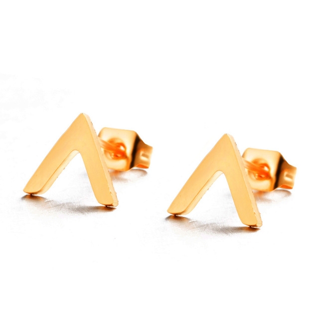 

Women Trendy Simple Stainless Steel Letter V Shape Stud Earrings(Gold)