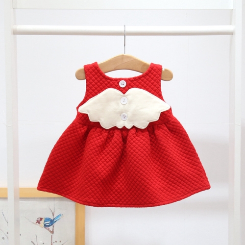 

Girls Wings Cotton Sleeveless Dress Princess Dress, Kid Size:98cm(Red)