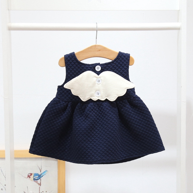 

Girls Wings Cotton Sleeveless Dress Princess Dress, Kid Size:98cm(Blue)