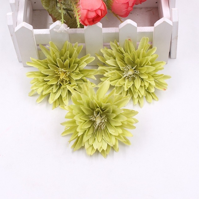 

10 PCS Simulation Cloth Chrysanthemum Flower Wedding Home Vase Decorations DIY Wreath Flower(Green)