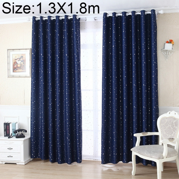 

Solid Color Blackout Stars Kids Room Curtains, Size:1.3 X 1.8M, Hook Type(Deep Blue Curtain)