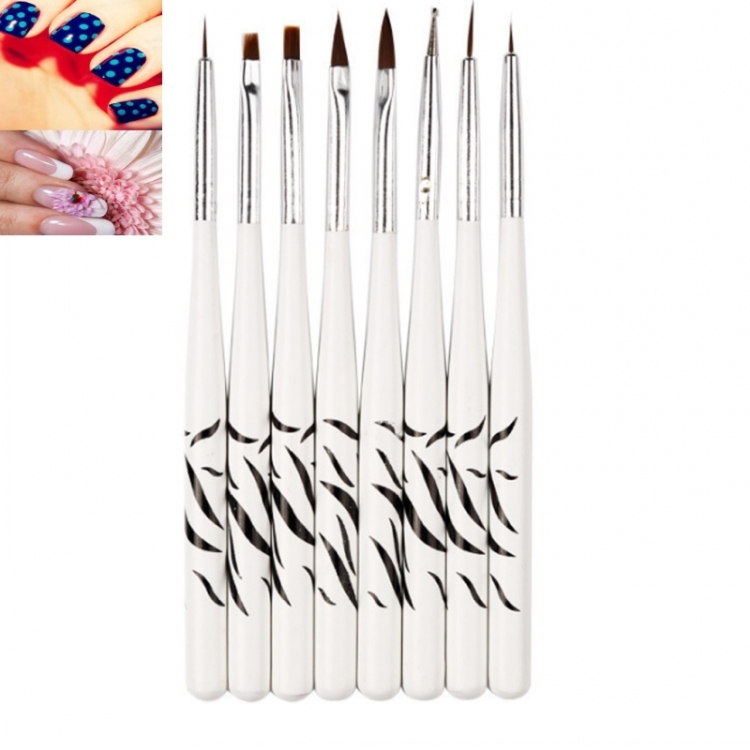 

3 Pairs Zebra Manicure Brush Set 8 Painter Tool Manicure DIY Kit