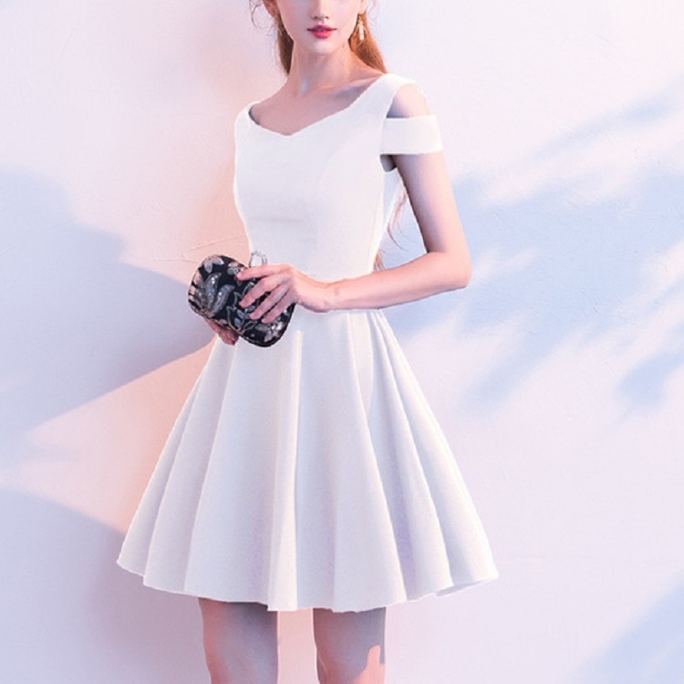 

Summer Slim Party Banquet Dress Birthday Party Dress, Size:M(White)