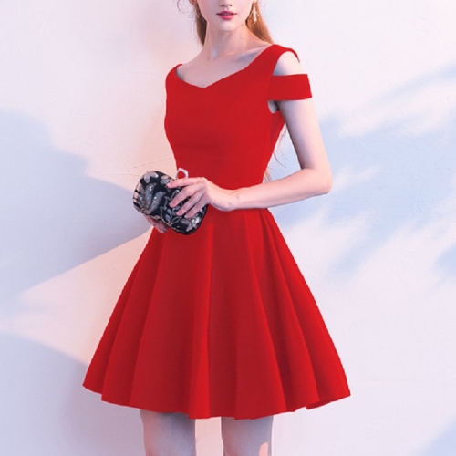 

Summer Slim Party Banquet Dress Birthday Party Dress, Size:XL(Red)
