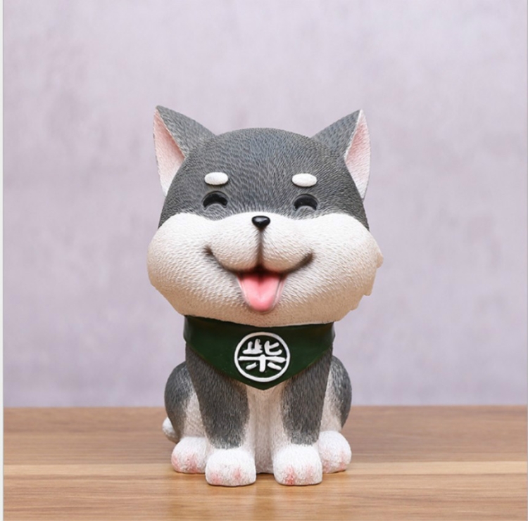 

Grey Cute Resin Dog Piggy Bank Box Cute Gift Home Decoration, Size:Small