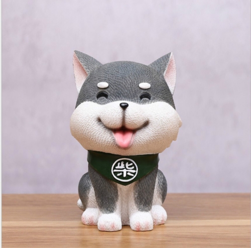 

Grey Cute Resin Dog Piggy Bank Box Cute Gift Home Decoration, Size:Large
