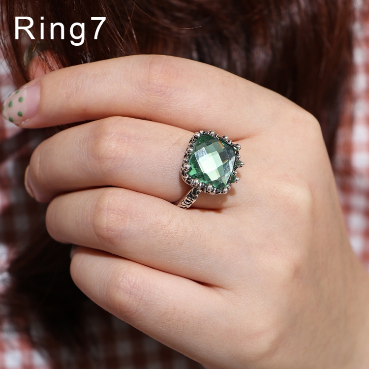 

Woman Silver Color Vintage Moonstone Ring, color:Mint Green(7)