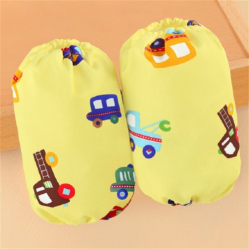 

Children Cartoon Printed Waterproof and Antifouling Double Cuffs Sleeves(Yellow Car)