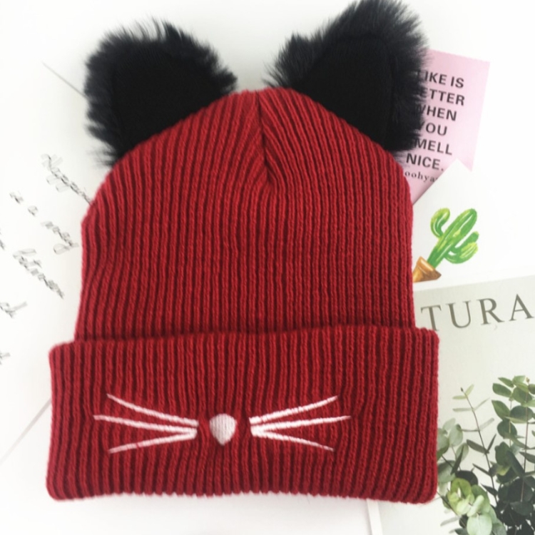 

Cat Ears Women Knitted Acrylic Warm Winter Beanie Caps