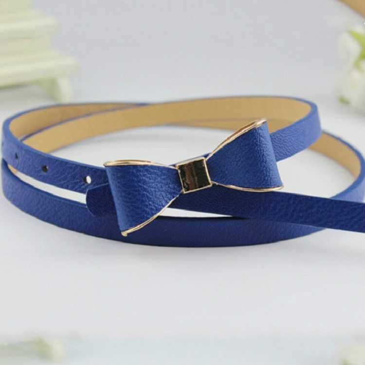 

10 PCS Candy-Colored Metal Edge Bow-knot PU Leather Fine Belt for Women(Royal Blue)