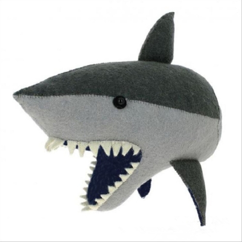 

Baby Room Wool Felt Animal Head Green Wall Decoration Three-dimensional Shape Decorative Wall Hanging(Shark)