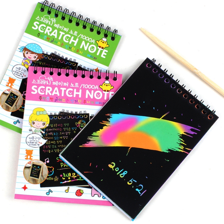 

3 PCS Colorful Paper Creative DIY Children Educational Toys Scratch with Wood Pen(Color random)