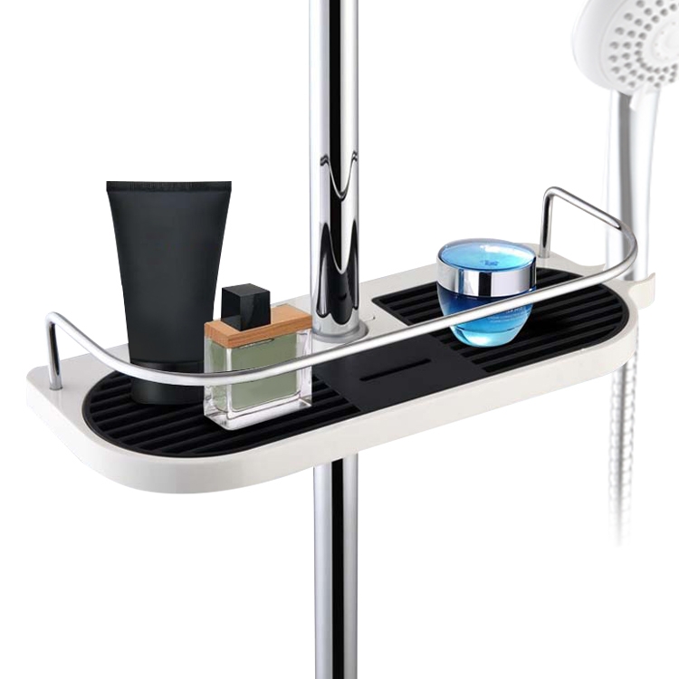 

Practical Bathroom Storage Rack Holder Organizer Tray Holder Fit For Shower Rod: 18-25MM In Diameter