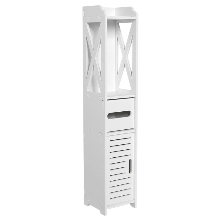 

Bathroom Toilet Furniture Cabinet White Wood Cupboard Shelf Storage Rack(Small)