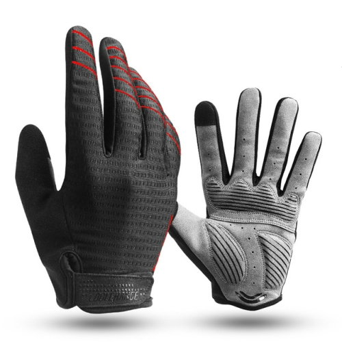 

Cycling Gloves Full Finger Sport Shockproof MTB Bike Touch Screen Gloves Man Woman Sponge Long Finger Glove, Size:M(Black+Red)